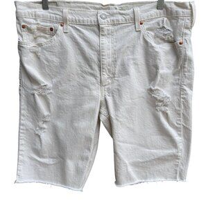 Levis Mens 511 White Stretch Denim‎ Mid Rise Distressed Cut-Off Shorts W38 L